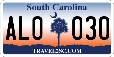 SC license plate ALO030