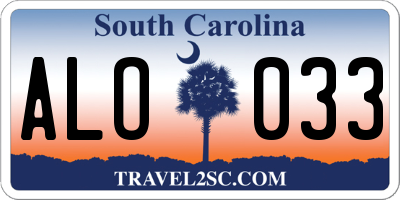 SC license plate ALO033