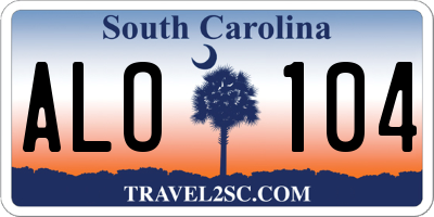 SC license plate ALO104