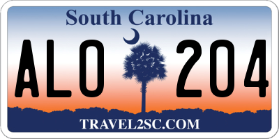 SC license plate ALO204