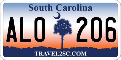 SC license plate ALO206