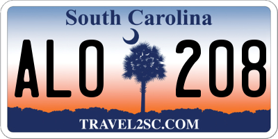 SC license plate ALO208