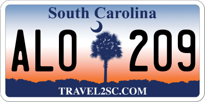 SC license plate ALO209