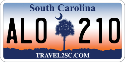 SC license plate ALO210