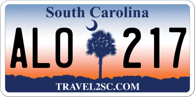 SC license plate ALO217