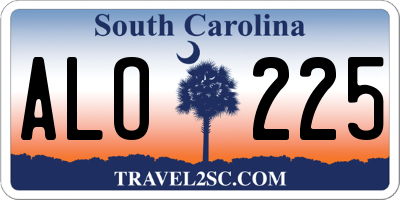 SC license plate ALO225