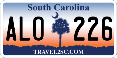 SC license plate ALO226