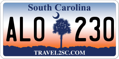SC license plate ALO230