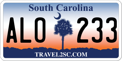 SC license plate ALO233