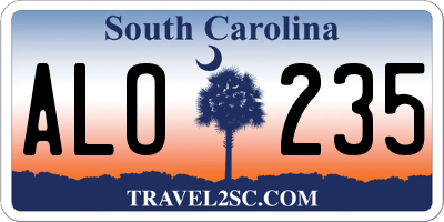 SC license plate ALO235