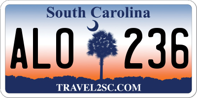 SC license plate ALO236