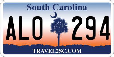 SC license plate ALO294