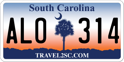 SC license plate ALO314