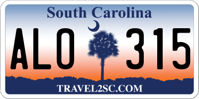SC license plate ALO315