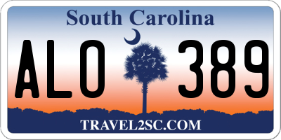 SC license plate ALO389