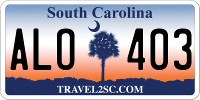 SC license plate ALO403