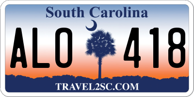 SC license plate ALO418