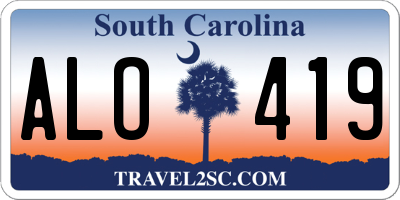 SC license plate ALO419