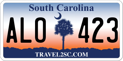 SC license plate ALO423