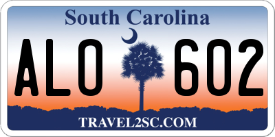 SC license plate ALO602