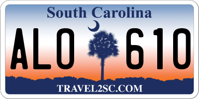 SC license plate ALO610