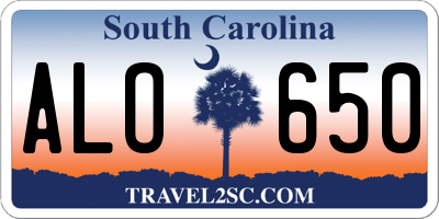 SC license plate ALO650