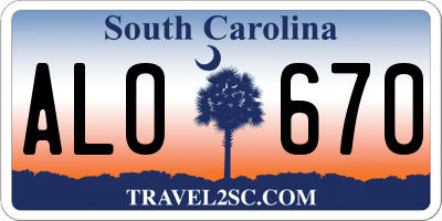 SC license plate ALO670