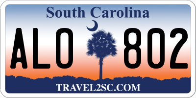 SC license plate ALO802