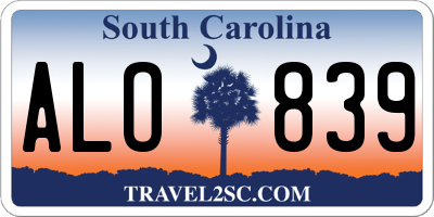 SC license plate ALO839