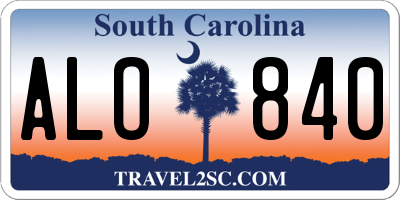 SC license plate ALO840