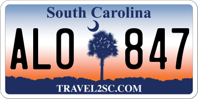 SC license plate ALO847