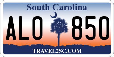 SC license plate ALO850