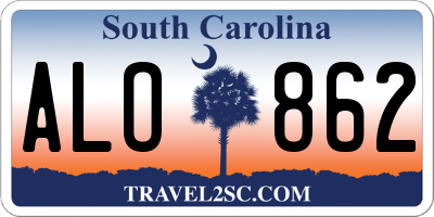SC license plate ALO862
