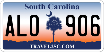 SC license plate ALO906