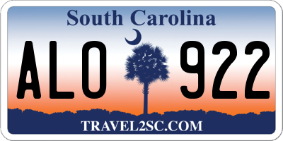SC license plate ALO922