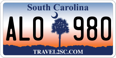 SC license plate ALO980