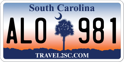 SC license plate ALO981