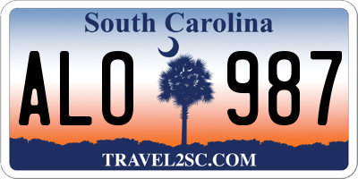 SC license plate ALO987