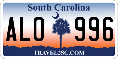 SC license plate ALO996