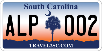 SC license plate ALP002