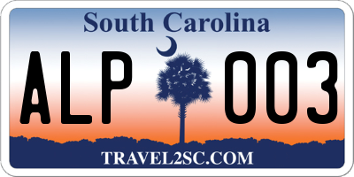 SC license plate ALP003