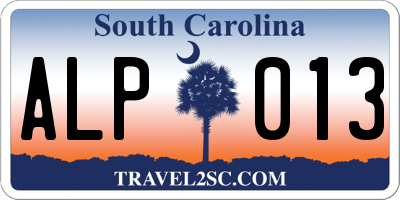 SC license plate ALP013