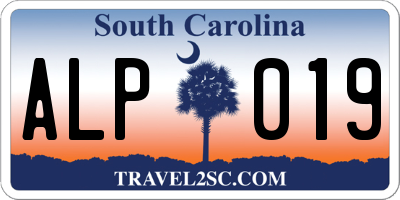 SC license plate ALP019