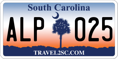 SC license plate ALP025