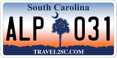 SC license plate ALP031