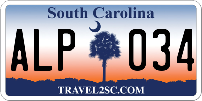 SC license plate ALP034