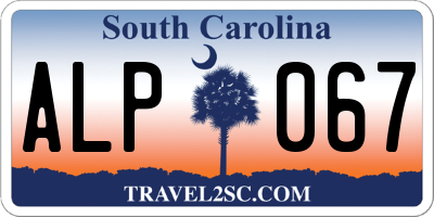 SC license plate ALP067