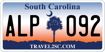 SC license plate ALP092