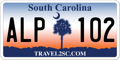 SC license plate ALP102