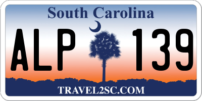 SC license plate ALP139